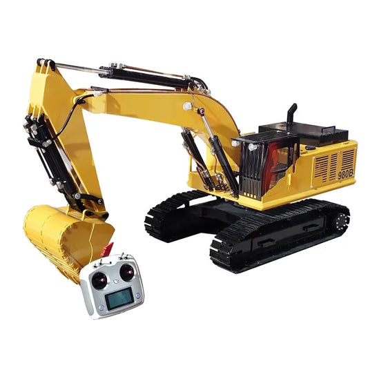 1/8 New Hydraulic Excavator with Lights - yellow - toys