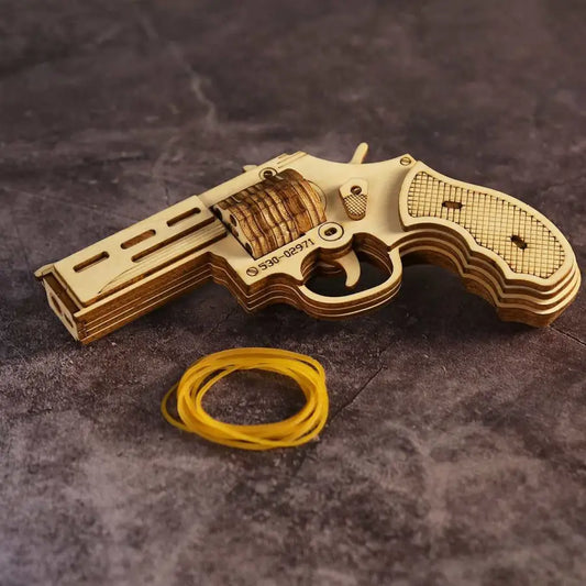3 Kinds Rubber Band Gun - 3D wooden puzzle - revolver - toys