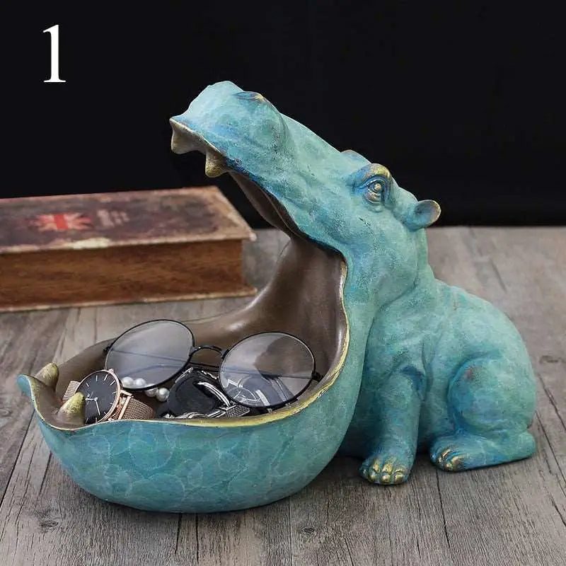 3D Animal Statue Storage Box - Hippo-1 - toys