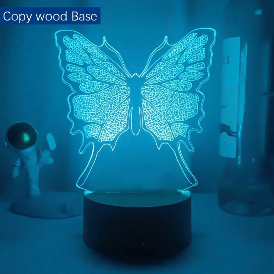 3D night lamp Butterfly - 7 Color No Remote / Copy Wood -