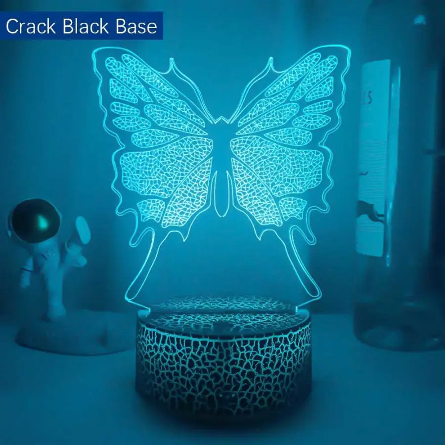 3D night lamp Butterfly - 7 Color No Remote / Crack Black -