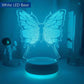 3D night lamp Butterfly - 7 Color No Remote / White LED -