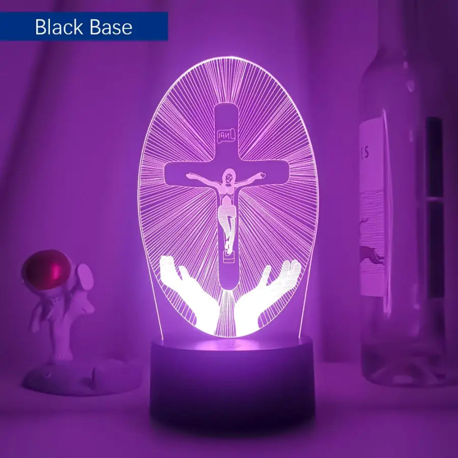 3D night lamp Crucifixion of Jesus - Black / 7 Color No