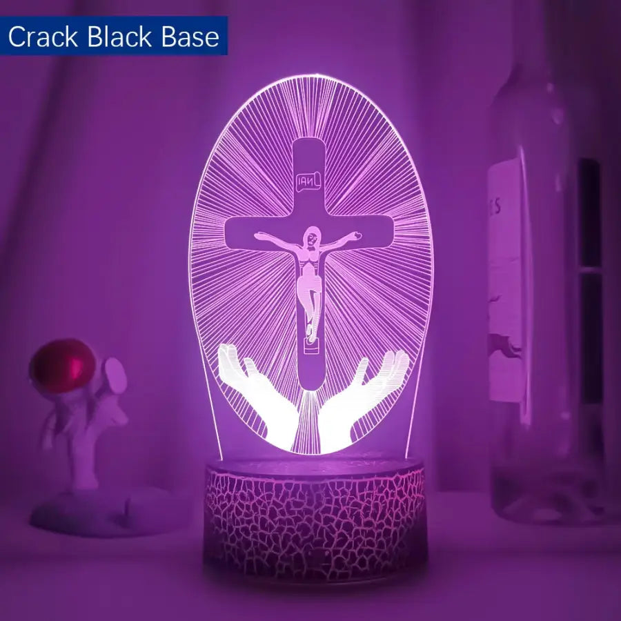 3D night lamp Crucifixion of Jesus - Crack Black / 7 Color