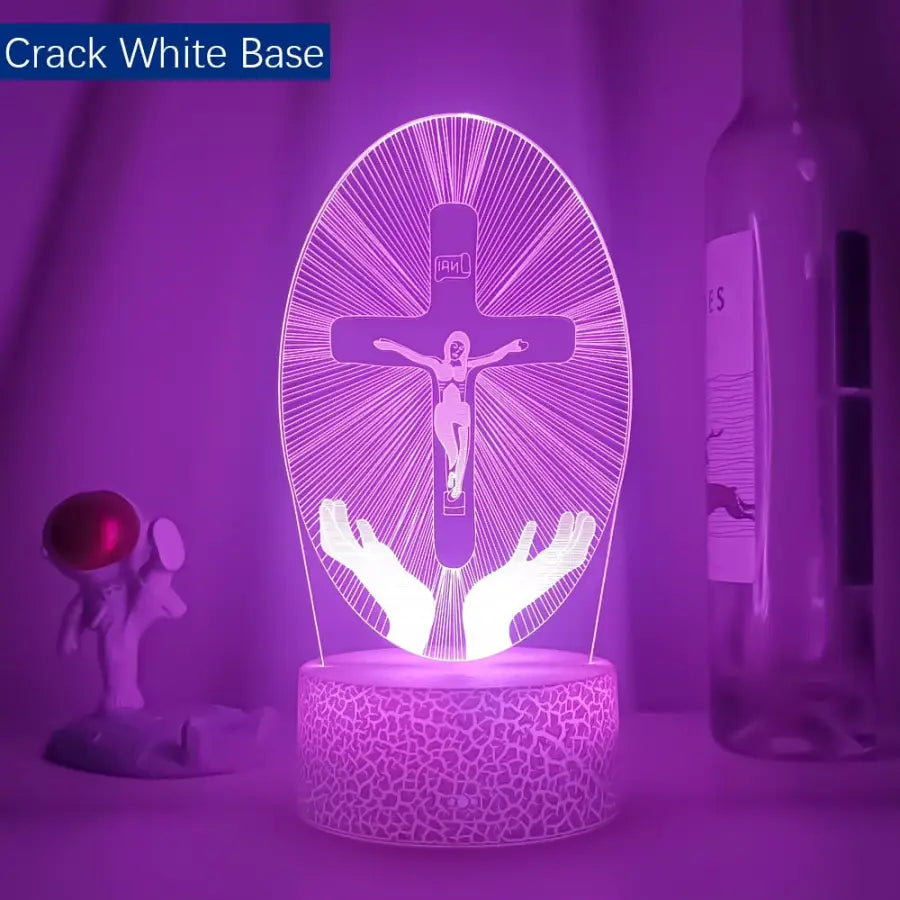 3D night lamp Crucifixion of Jesus - Crack white / 7 Color