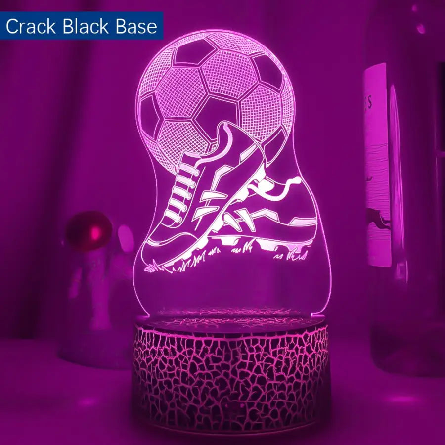 3D night lamp Night Football - Crack Black / 7 Color No