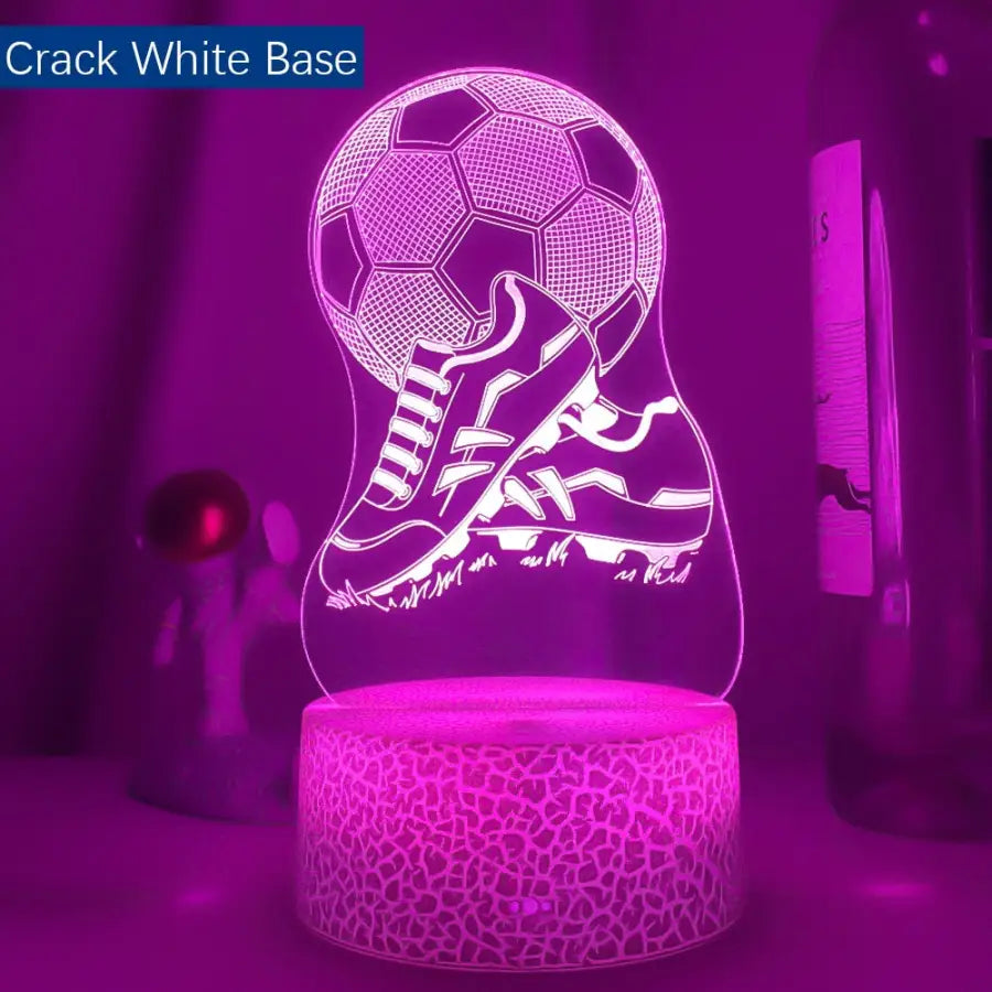 3D night lamp Night Football - Crack white / 7 Color No