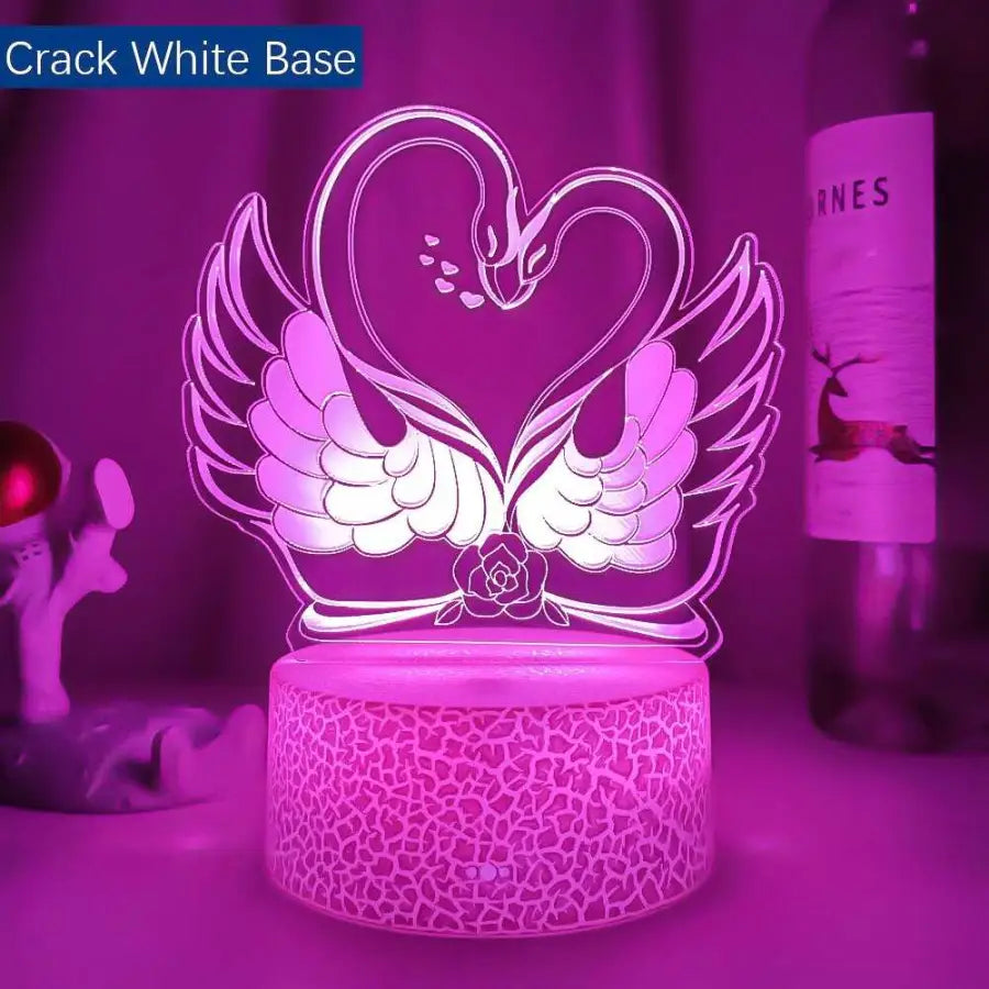 3D night lamp Night Swans - 7 Color No Remote / Crack white
