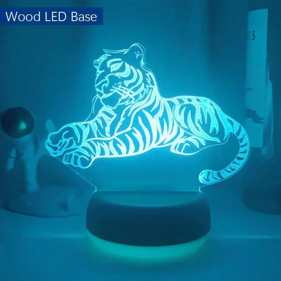 3D night lamp Night Tiger - 7 Color No Remote / Wood LED -