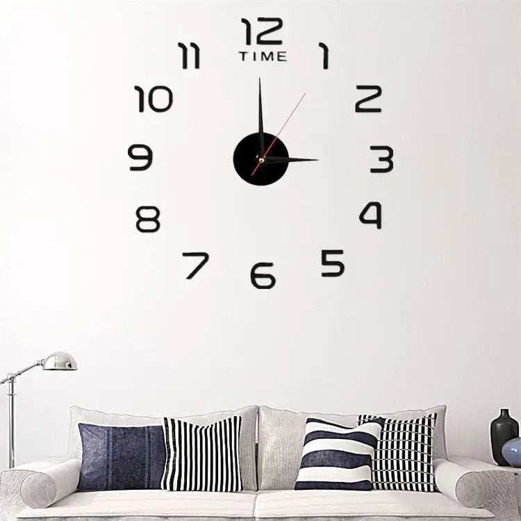 3D Wall Frameless Clock - Arabic Number Black / 16 inch -