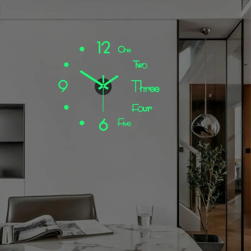 3D Wall Frameless Clock - Luminous style / 16 inch - toys