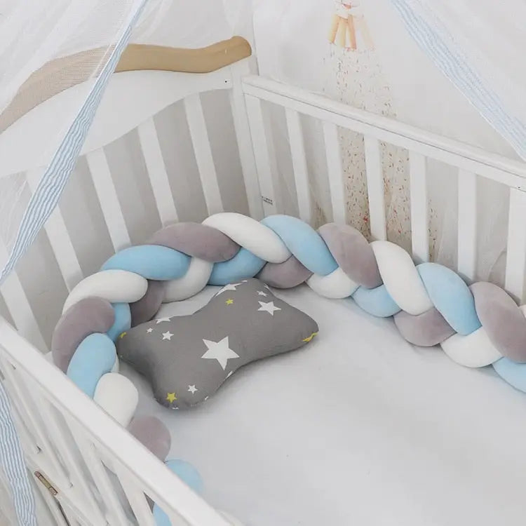 Baby crib bumper - Gray White Blue / 1M - toys