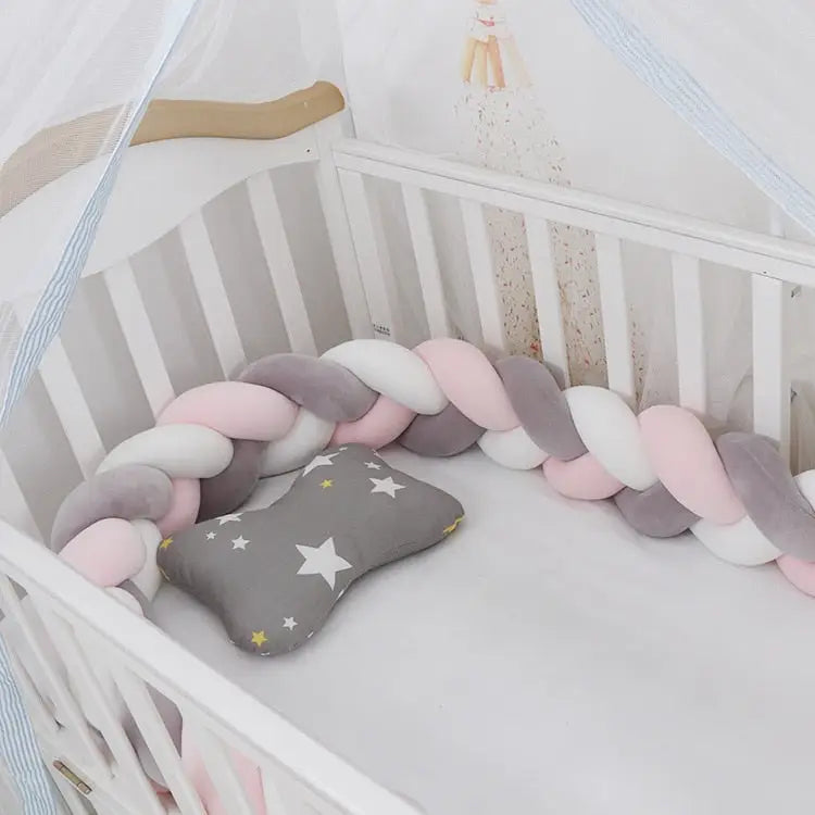 Baby crib bumper - Gray White Pink / 1M - toys