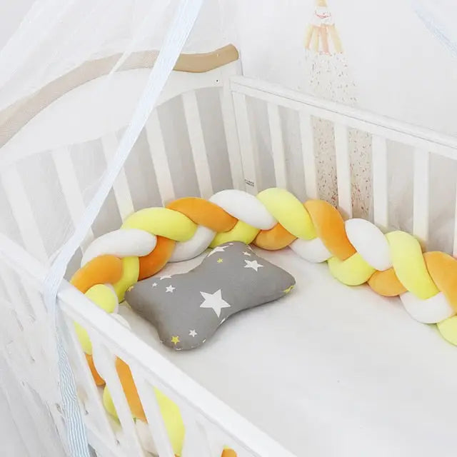 Baby crib bumper - Mustard Yellow White / 1M - toys