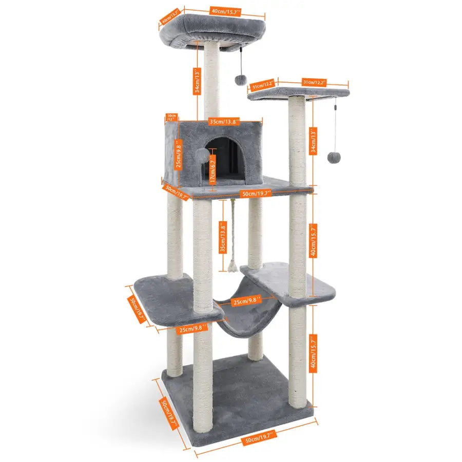 Cat tower with a big cat apartment - AMT0012GY - toys