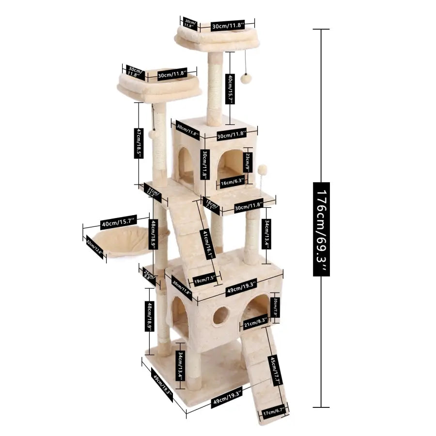 Cat tower with a big cat apartment - AMT0042BG-HC - toys