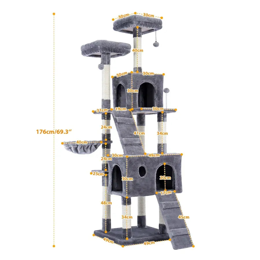 Cat tower with a big cat apartment - AMT0042GY-HC - toys