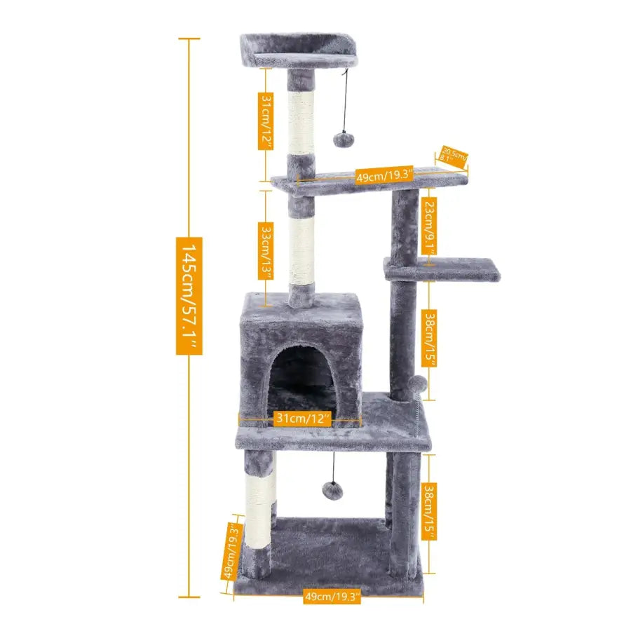 Cat tower with a big cat apartment - AMT0043GY - toys