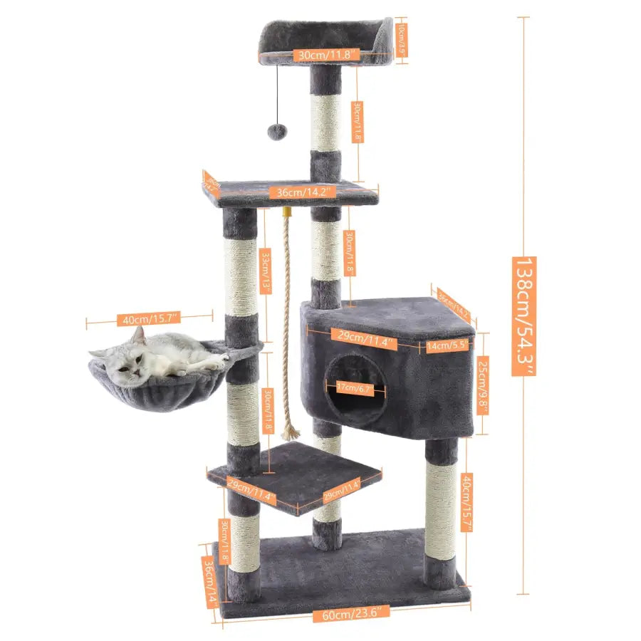 Cat tower with a big cat apartment - AMT0051GY - toys