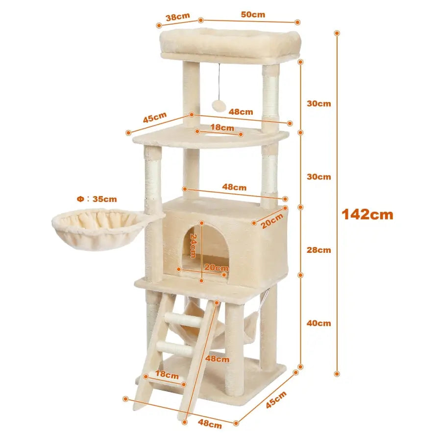 Cat tower with a big cat apartment - AMT0103BG-LY - toys