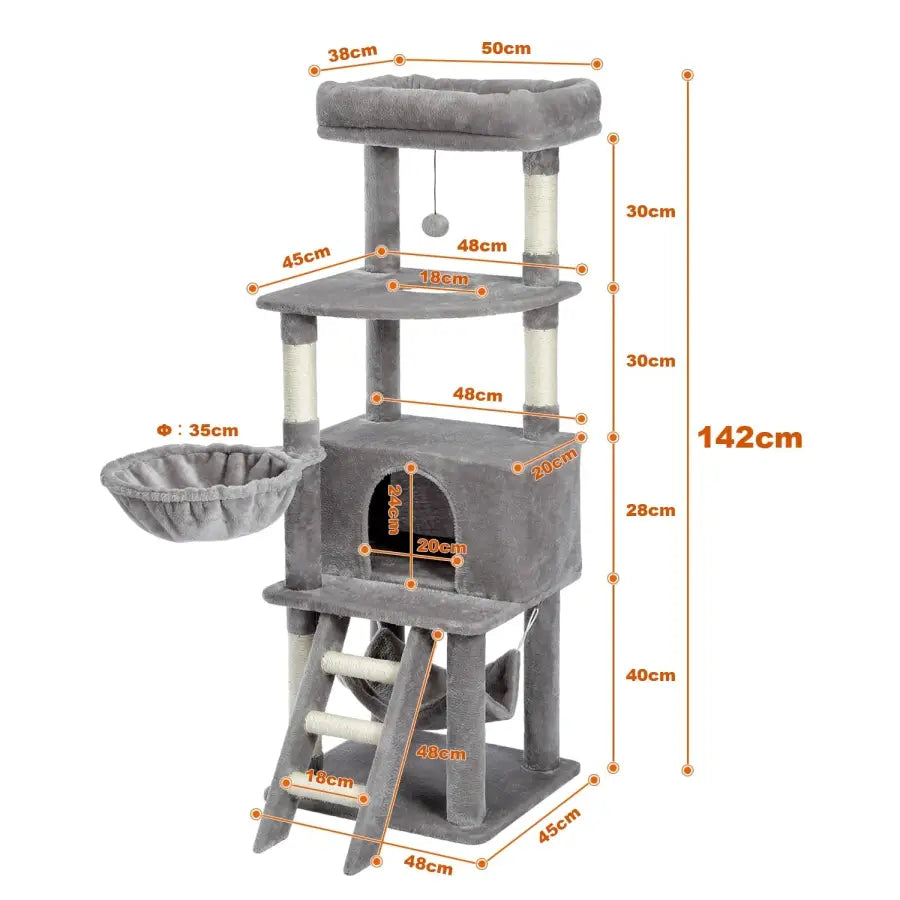 Cat tower with a big cat apartment - AMT0103GY-LY - toys