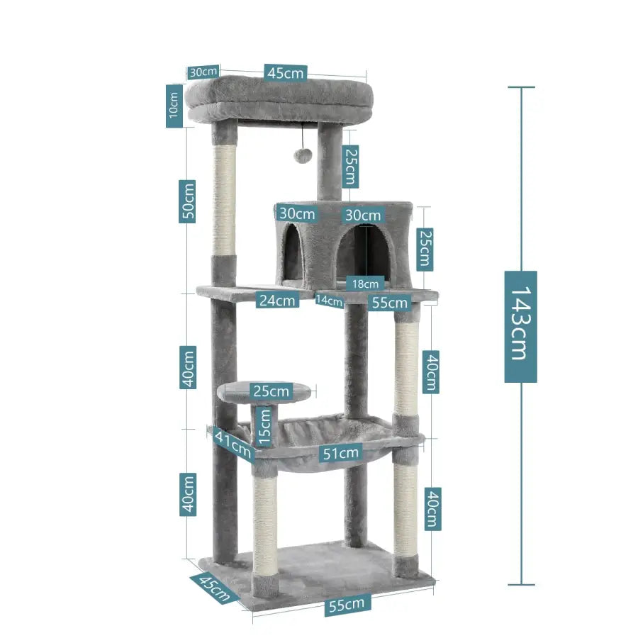 Cat tower with a big cat apartment - AMT0110GY-LF - toys