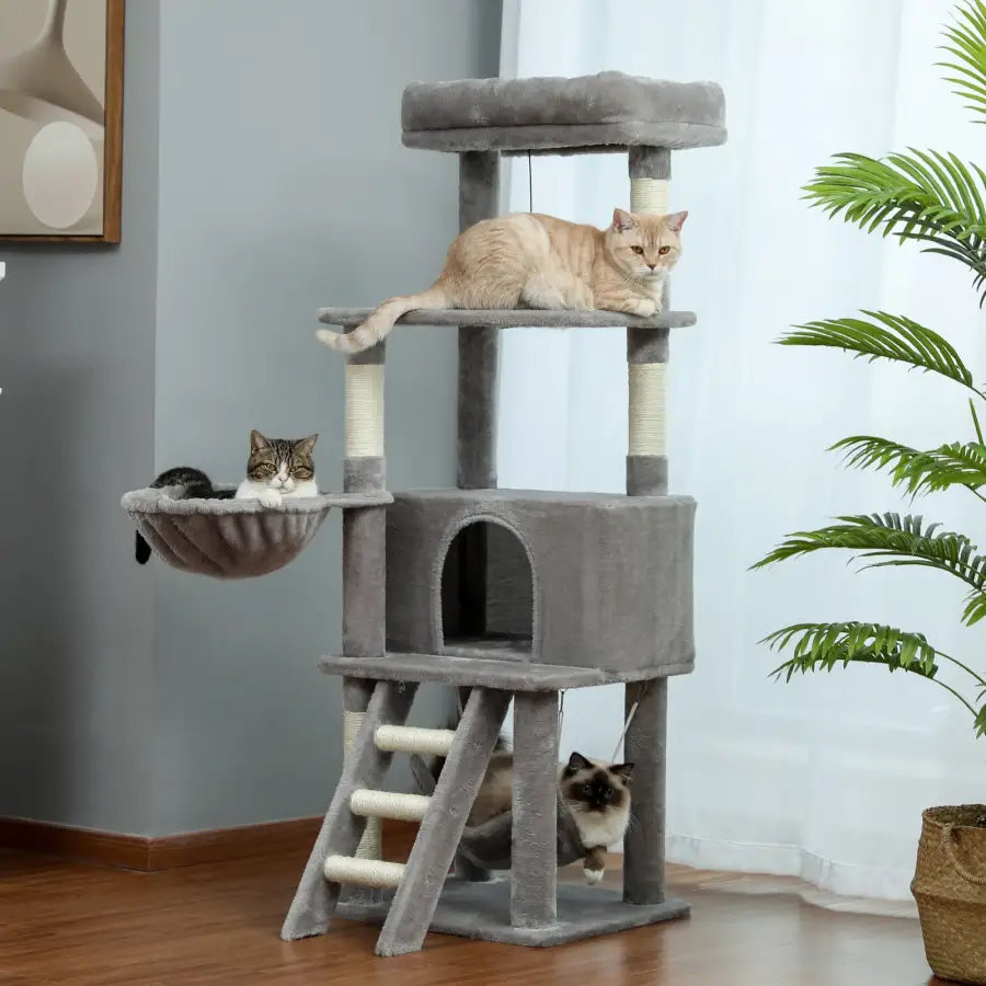 Cat tower with a big cat apartment - toys