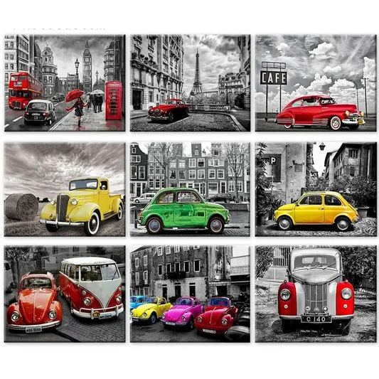 Colorful cars - paintings drawings by numbers - toys