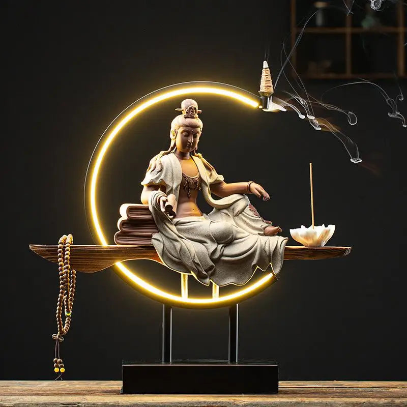 Creative Buddha lamp with incense - gray - toys