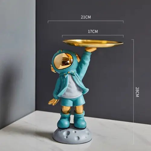 Creative sculpture of an astronaut with a tray - blue 2 -