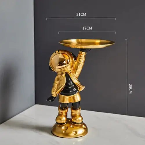 Creative sculpture of an astronaut with a tray - golden 2 -