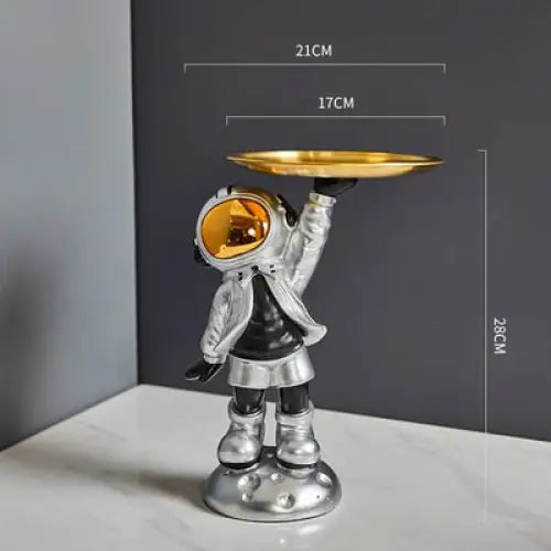 Creative sculpture of an astronaut with a tray - silver 2 -