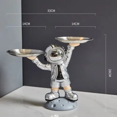 Creative sculpture of an astronaut with a tray - silver 3 -