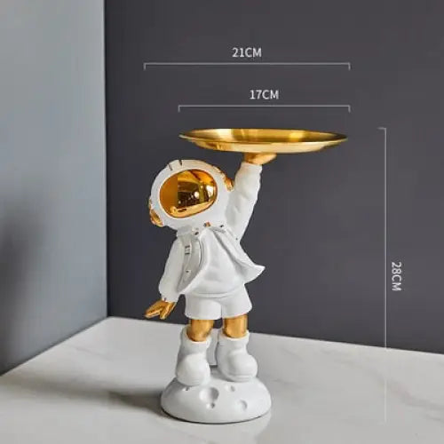 Creative sculpture of an astronaut with a tray - white 2 -