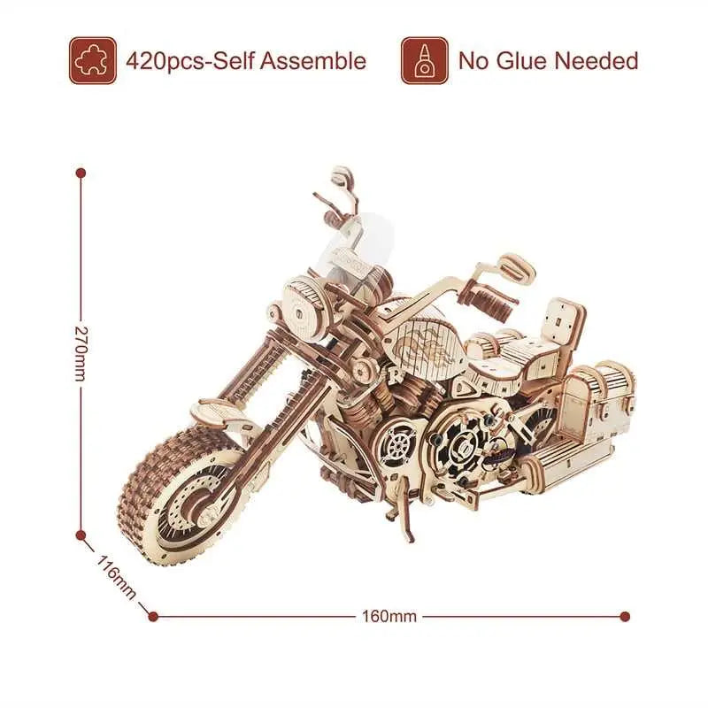 Cruiser Motorcycle model - 3D wooden puzzle - toys