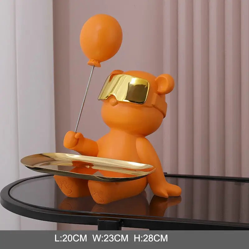 Figurine of a bear with tray - Orange sit - toys