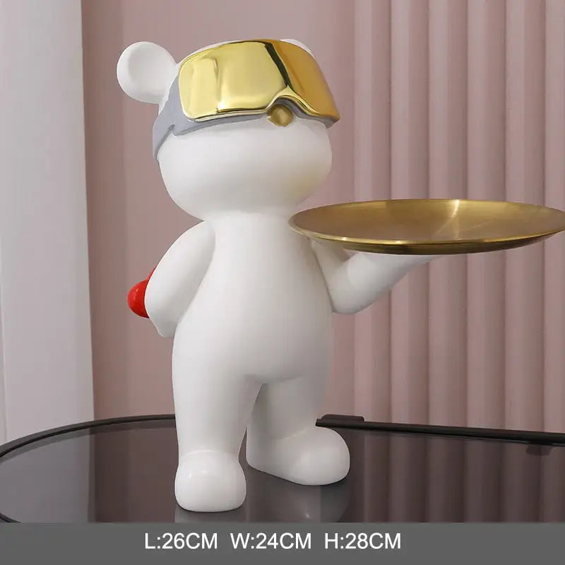 Figurine of a bear with tray - White standing 1 - toys