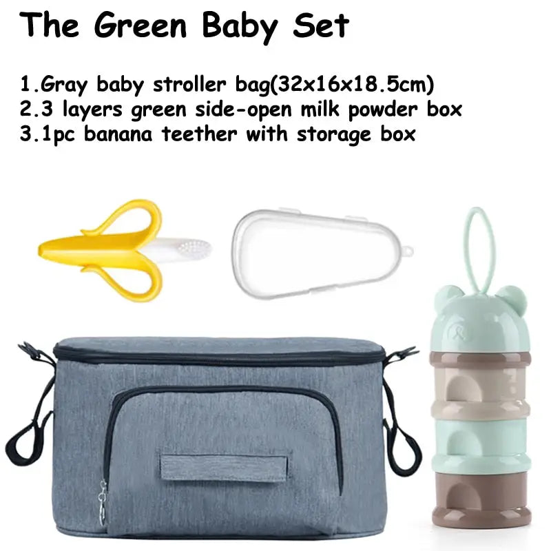 Foldable bag for mom and dad - Green baby set - toys