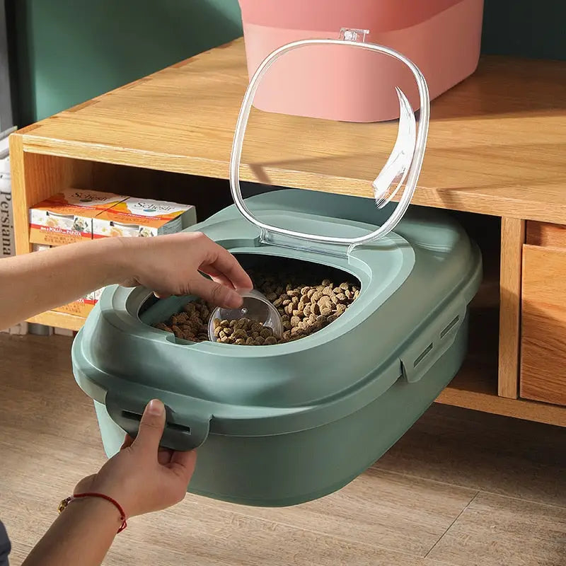 Foldable pet food storage bucket - toys