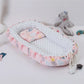 Folding baby nest portable - Pink Cloud Star BW / 50X80 -