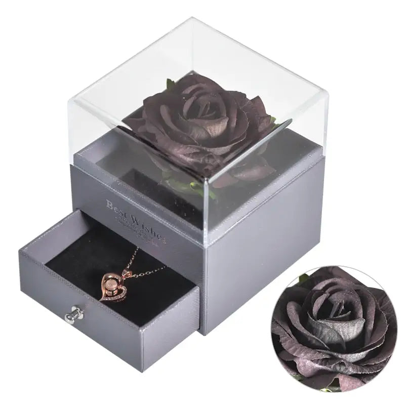 Forever Rose in Jewelry Box - Black Silk - toys