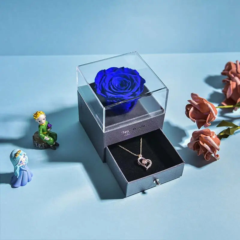 Forever Rose in Jewelry Box - Blue Real - toys