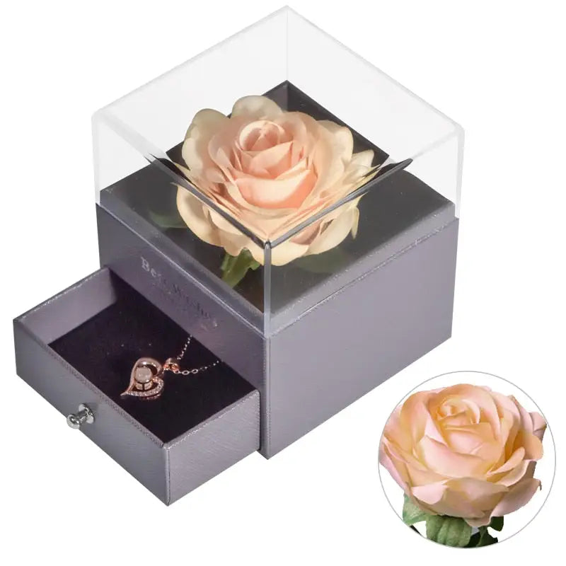 Forever Rose in Jewelry Box - Champagne Silk - toys