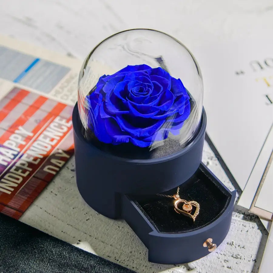 Forever Rose in Jewelry Box - D Blue Round - toys