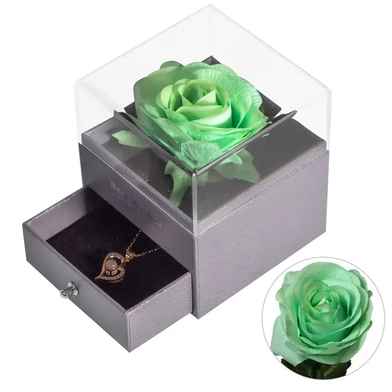 Forever Rose in Jewelry Box - Green Silk - toys