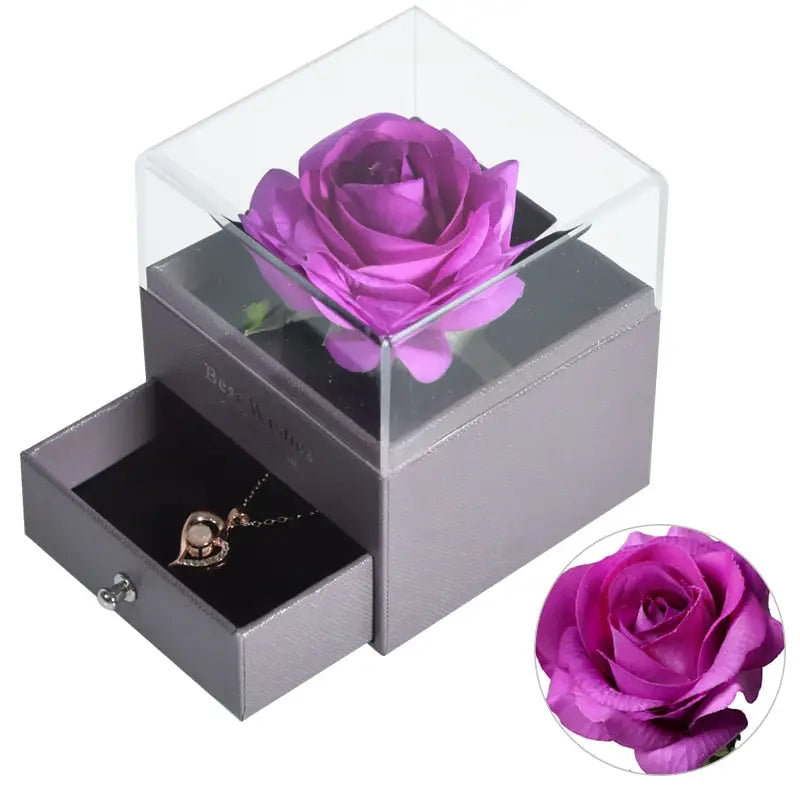Forever Rose in Jewelry Box - Purple Silk - toys