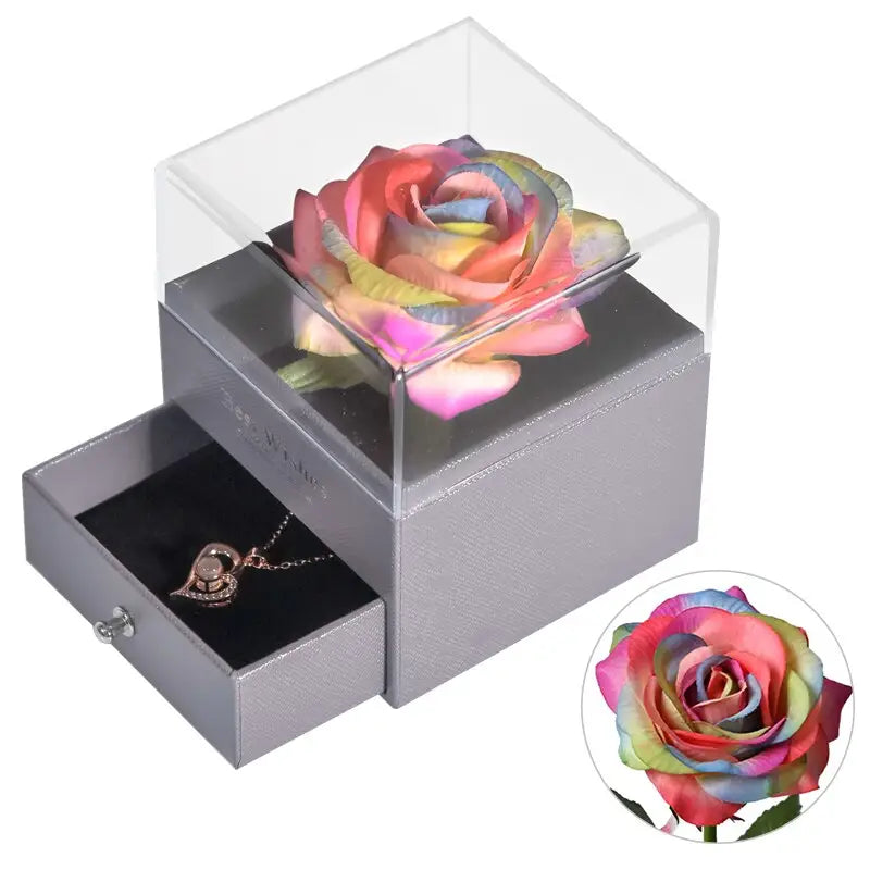 Forever Rose in Jewelry Box - Rainbow Silk - toys