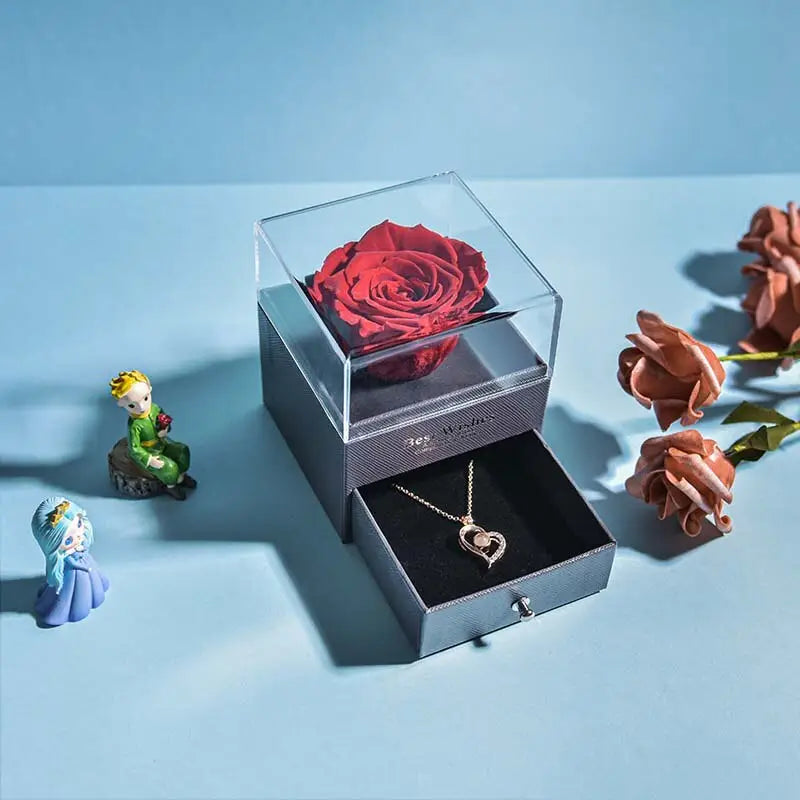 Forever Rose in Jewelry Box - Red Real - toys