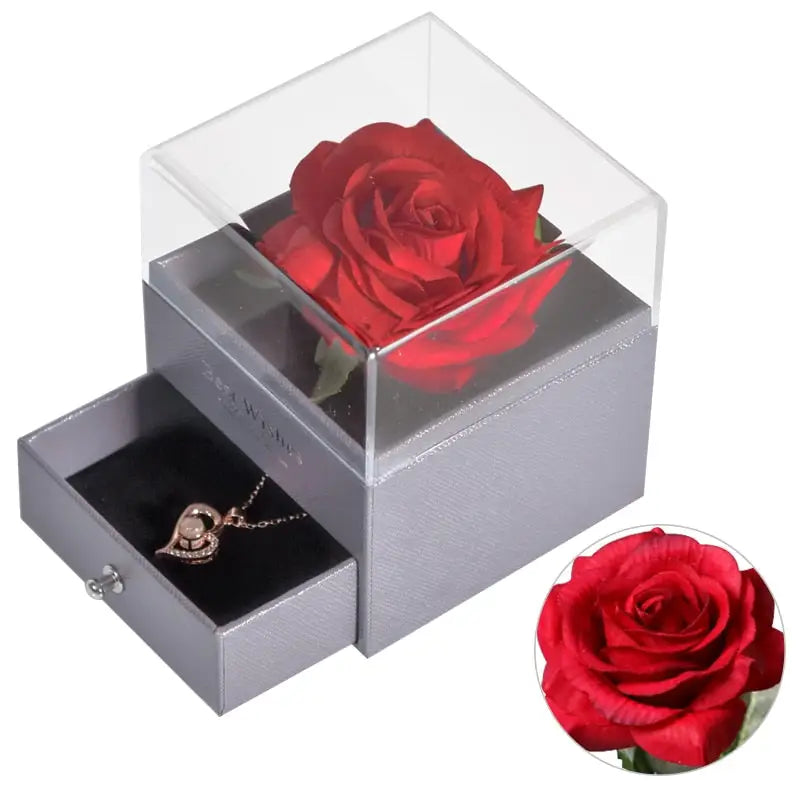 Forever Rose in Jewelry Box - Red Silk - toys