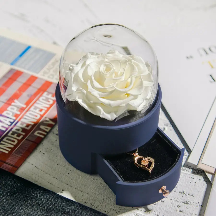 Forever Rose in Jewelry Box - White Round - toys